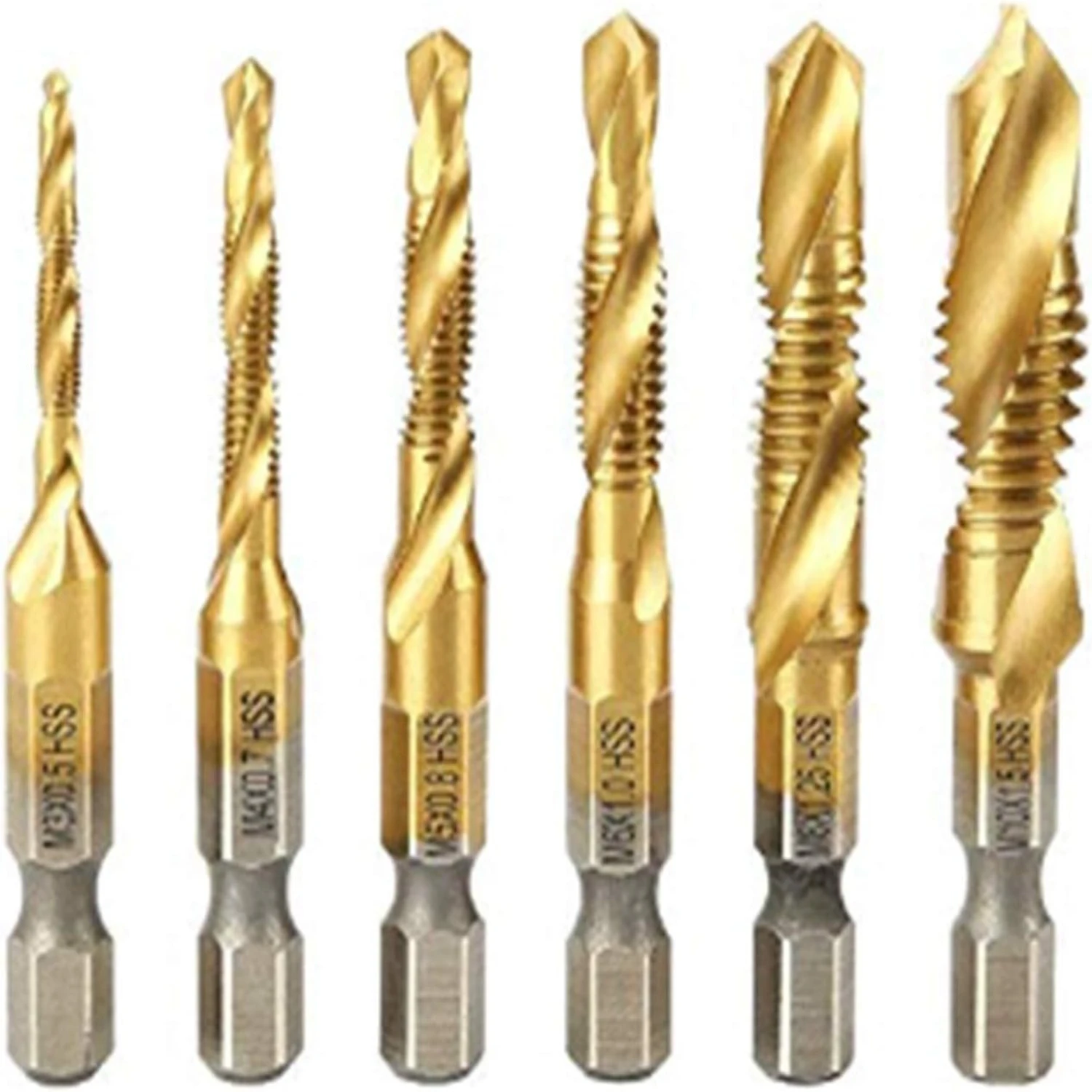 Complete M3-M10 High Quality Titanium 6 Pack Combination Metric Drill and Tap Bits Set for Precision Work