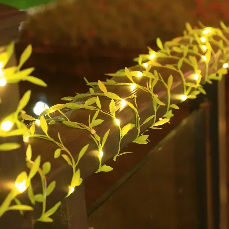 2M/5M/10M LED Green Willow Vine String Lights – Battery Powered Fairy Lights for Room, Party, Wedding & Holiday Decoration