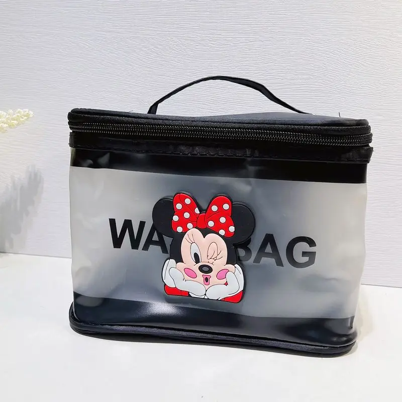 Disney Cartoon Mickey Large-capacity Portable Cosmetic Bag Travel Portable Wash Bag Beauty Waterproof Transparent Storage Bag