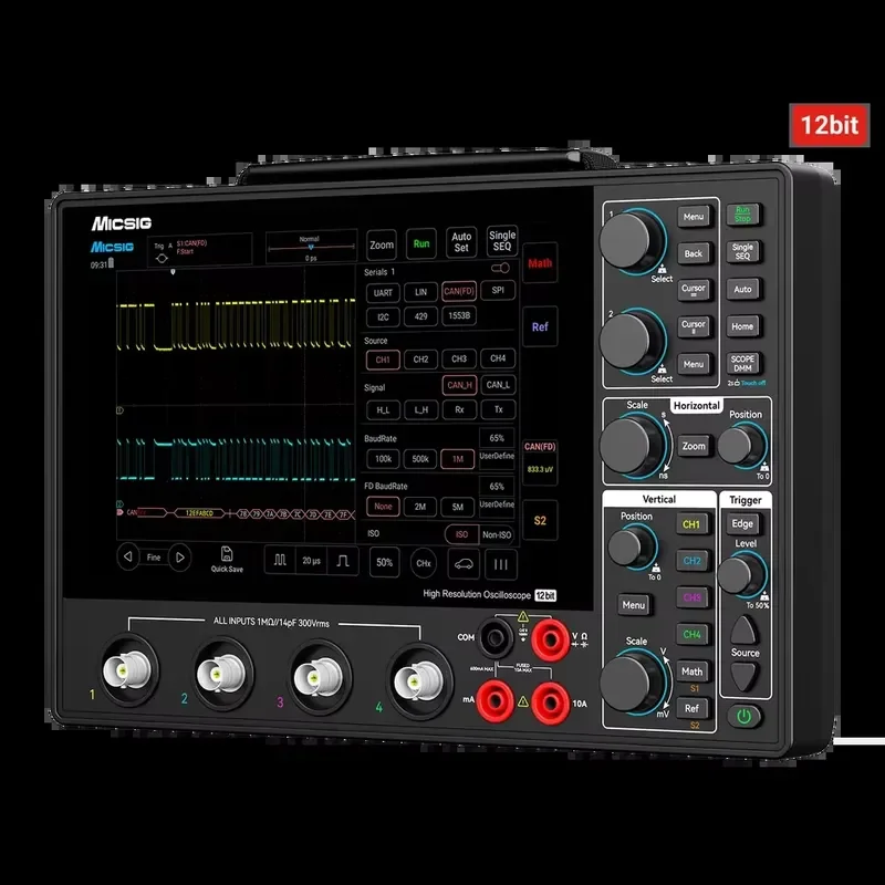 

Micsig AHO14 Professional High Resolution Automotive Oscilloscope 12bit 200MHz Bandwidth 4Ch 1 GSa/s 110 Mpts 1 Year Warranty