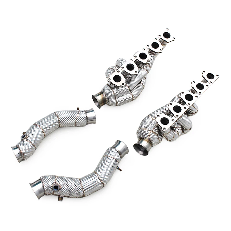 Stainless Steel Manifold For Lamborghini Gallardo 5.0L 2004-2007 Straight Through Manifold Downpipe With Heat Shield
