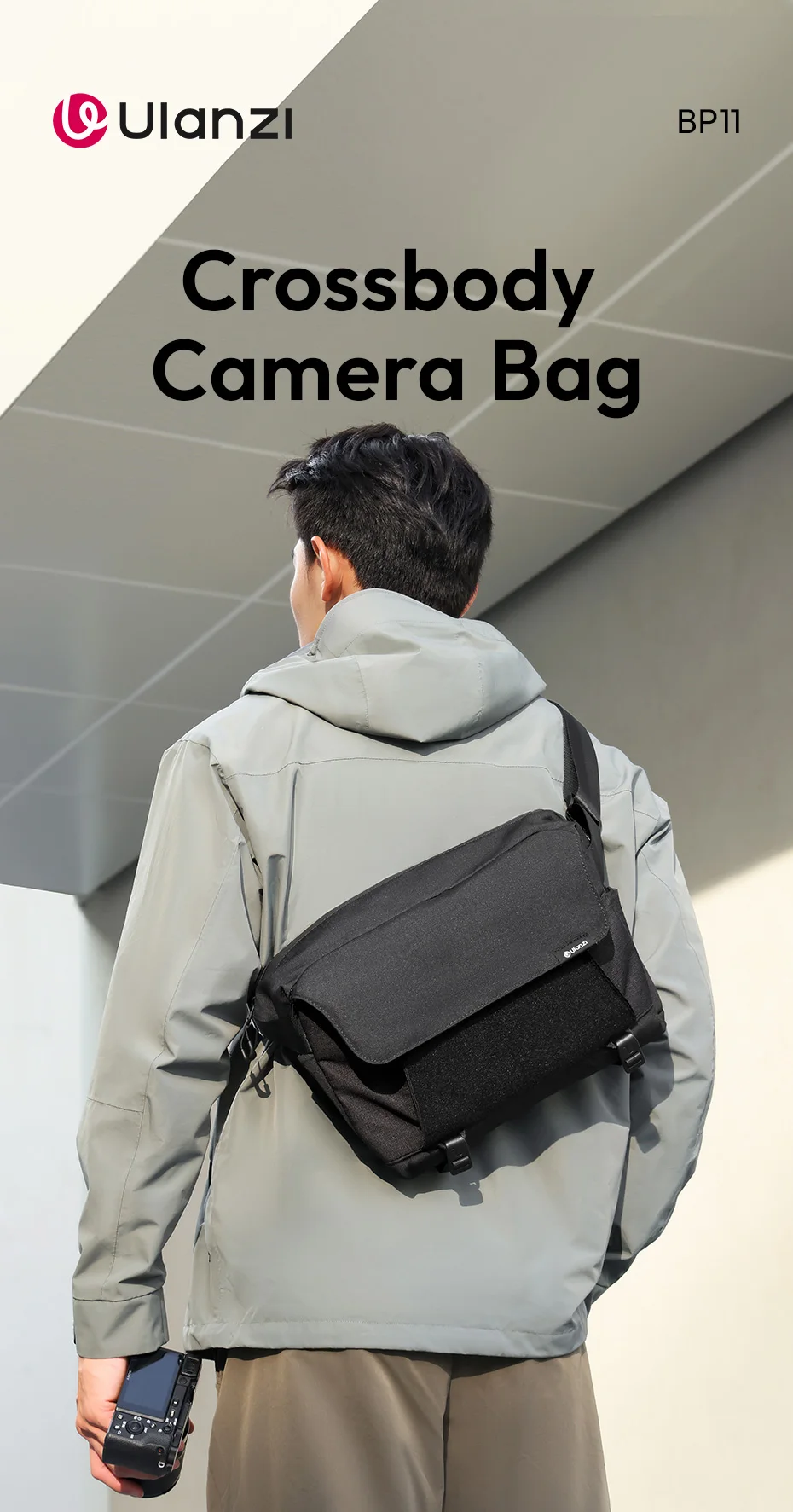 Ulanzi BP11 Umhängetasche für Kameras, 9 l Fassungsvermögen, Schultertasche für Sony, Canon, Nikon, Umhängetasche für Smartphone, Fotografie, digitale Spiegelreflexkamera – Detail 1