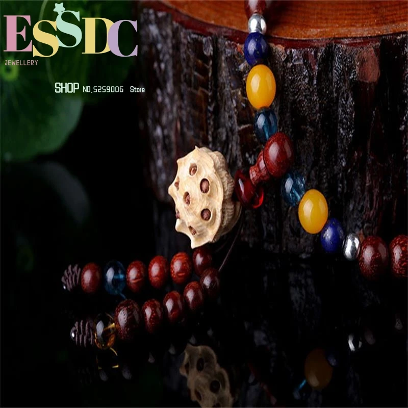 Wholesale Natural Small Leaf Red Sandalwood   Prayer Beads Men And Women Bracelet Jewelry Lotus Accessories