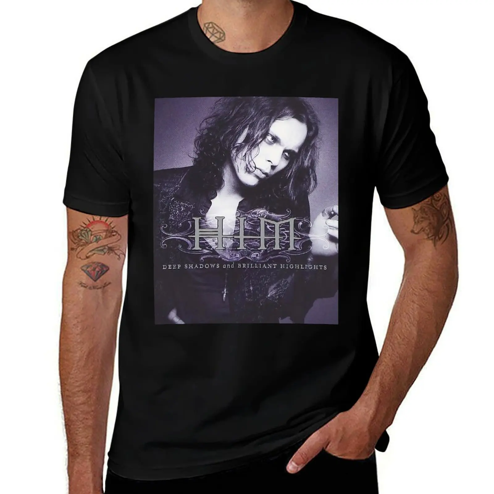 Him band deep shadows and brilliant highlights cover Heartagram Ville Valo T-Shirt Independence Day Short Sleeve T-Shirt