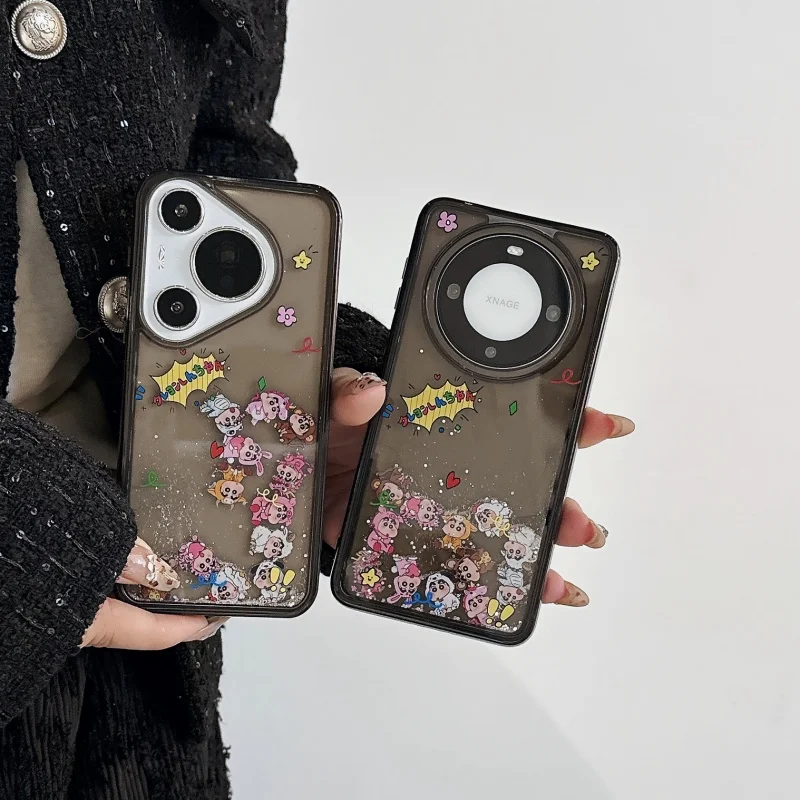 

Cute Anime cartoon Crayon Shin-chan quicksand Glitte Phone Case ForHuawei P70 P60 Pro Mate 60 50 40 Pro Mate 70pro Bling Cover