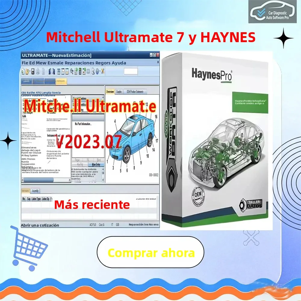 Sistema de estimación avanzado Mitchell Ultramate 7 con Ultra Patch y manual de taller automotriz HAYNES Pro para reparación completa de automóviles