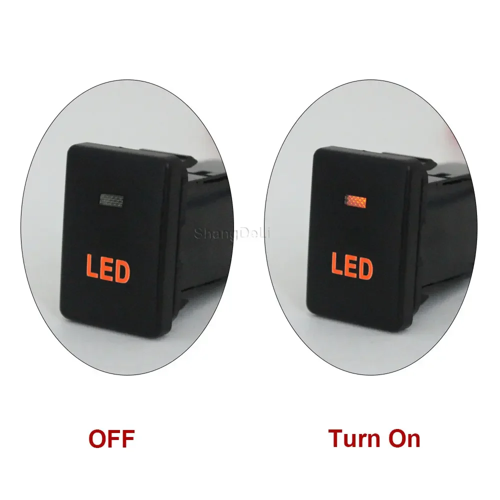 Car Orange LED Light fog lamp Radar Folding mirror Music Switch Button For Toyota Land Cruiser PRADO Camry 50 Altis RAV4