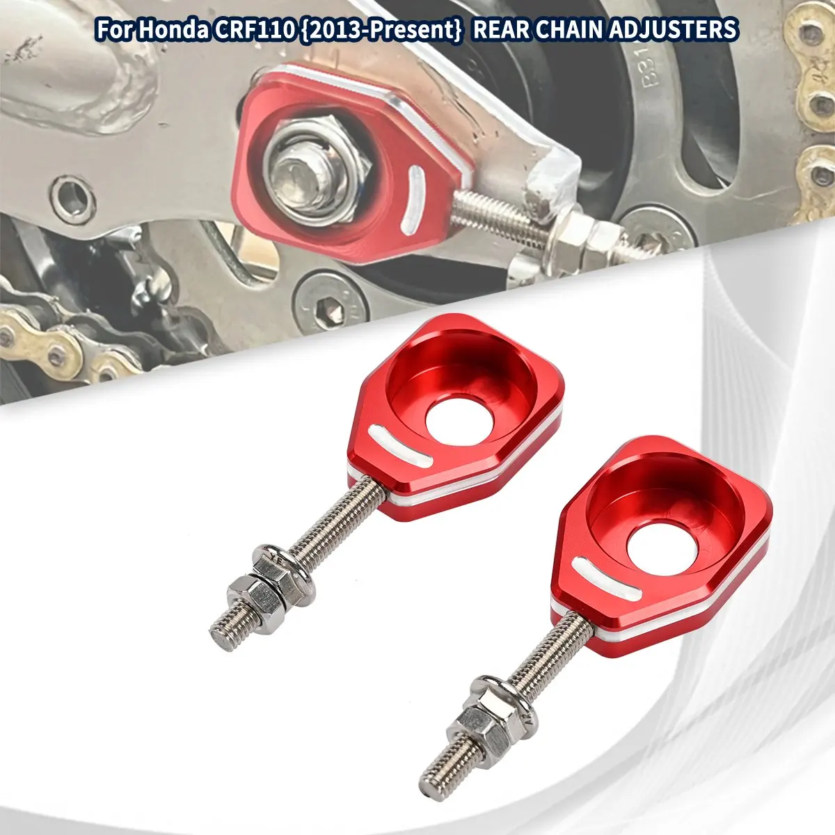 Motorrad CNC Hinten Kettenspanner Spanner Achse Blöcke Rot Schwarz Blau Zubehör Für Honda CRF 110 CRF 110 Alle