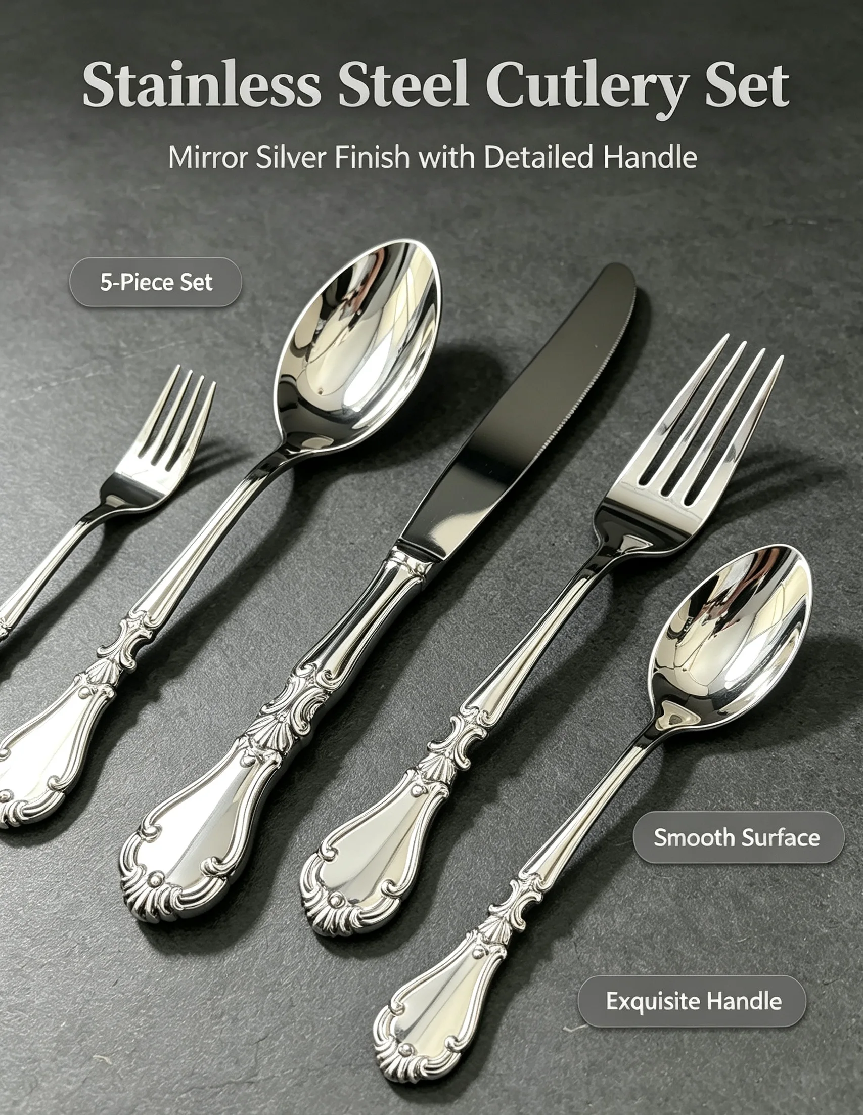 420/304 stainless Steel European-style palace handled Cutlery Set B view 3