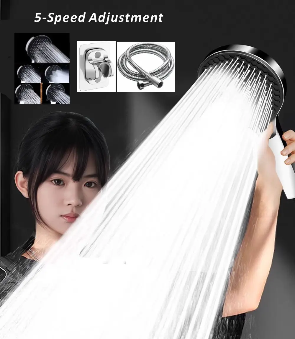 

New 5 Modes Pressure Boost 14CM Shower Head Multifunction Adjustable Large Water Shower Nozzle Massage Bathroom Accessory