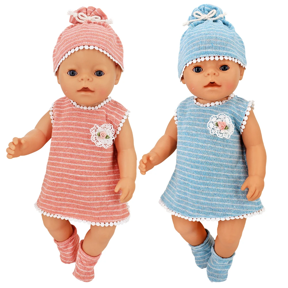

baby doll dress hat socks 3 in 1 set for 40cm Doll clothes Nenuco y su Hermanita 43 cm toys doll wears