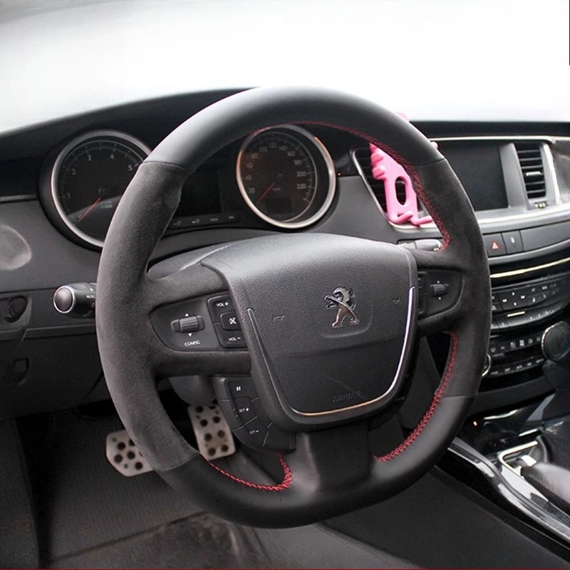 

Hand Stitched Genuine Leather suede Car Steering Wheel Cover 100% For Peugeot 408 2014-2019 Traveller 2016-2019