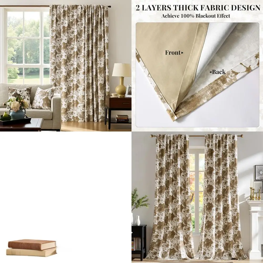 

Винтажные шторы блэкаут с цветочным узором из шенилла, комплект из 2 панелей, 84 дюйма, плотные светонепроницаемые термоизоляционные занавески для гостиной