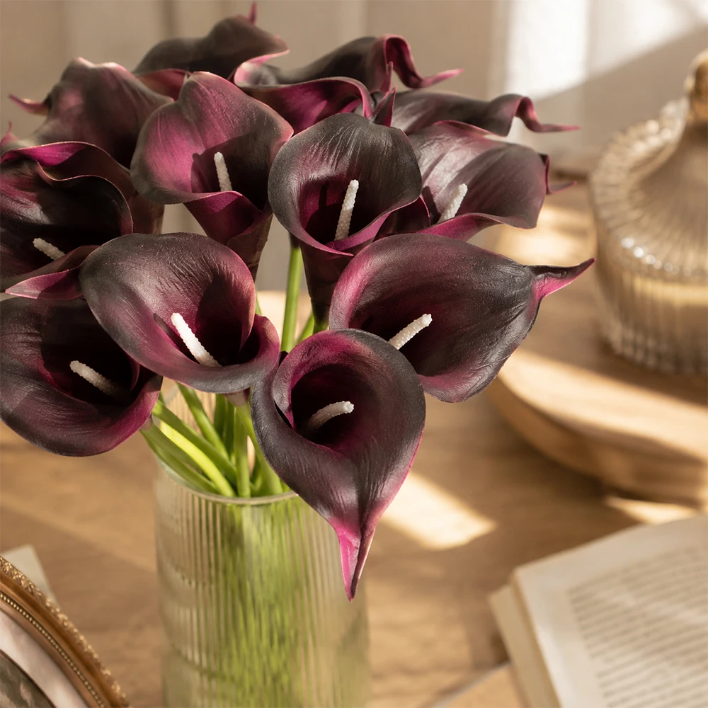 6 Stück Künstliche Calla-Lilien aus PU, Kunstblumen für Hochzeitssträuße, DIY-Blumendekoration für Innenräume, Zuhause, Büro und Tischdekoration – Detail 1