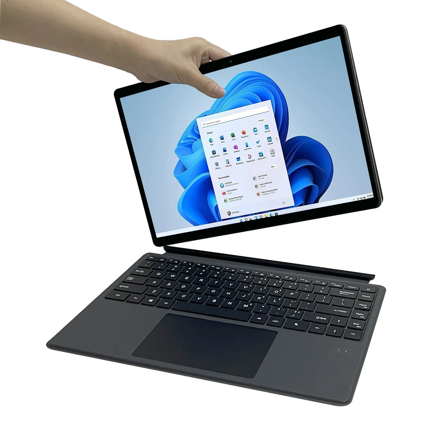 Crelander tableta de 14 pulgadas en una pantalla táctil computadora portátil Intel n100 mini computadora Windows 11 computadora portátil con teclado magnético RGB