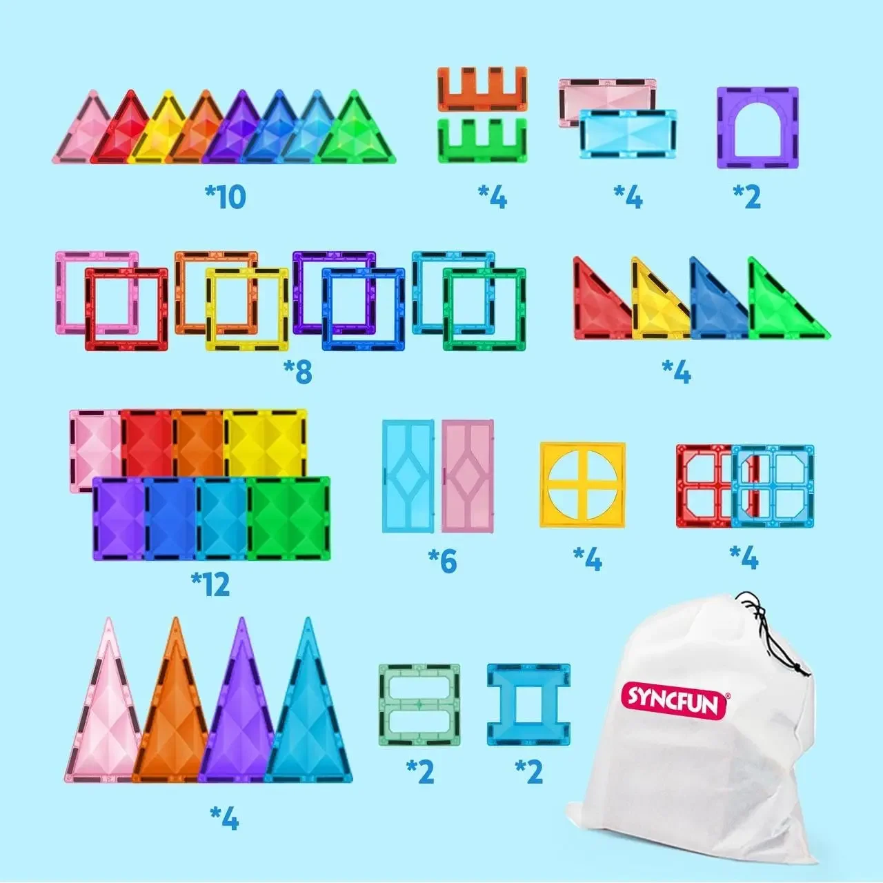 JOYFY 66 قطعة ألعاب بلاط البناء المغناطيسي بناء الجذعية المتينة والإبداعية للأطفال الذين تتراوح أعمارهم بين 3-8 ألعاب تعليمية مونتيسوري هدية