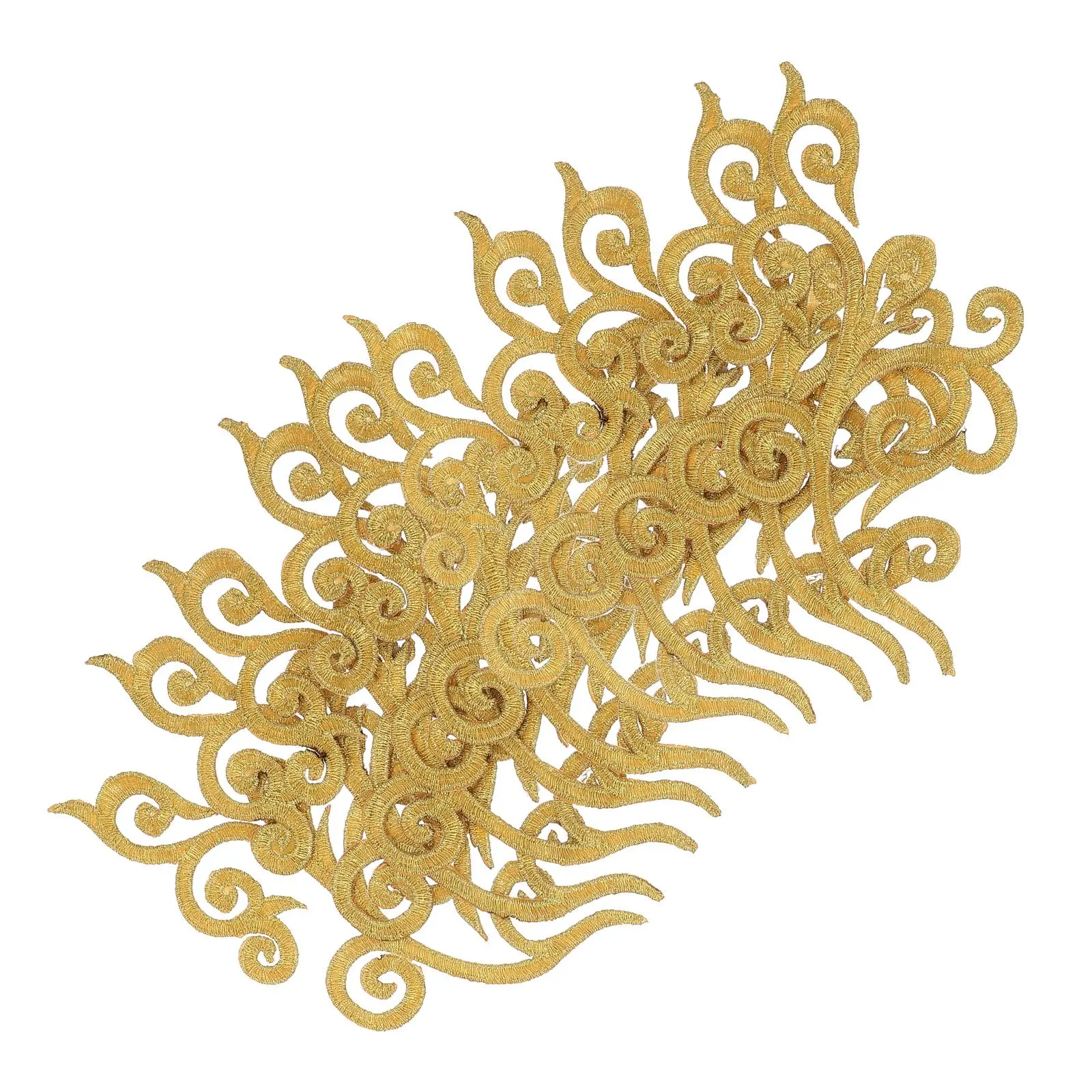 

10 Pcs Back Glue Embroidery Silver Flower Sequin Patch Embroidered Applique High Quality Trim Ribbon Golden Lace