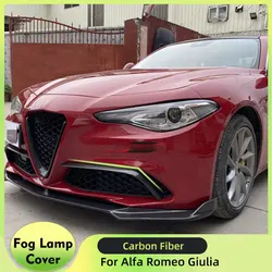 Carbon Fiber / FRP Front Fog Light Lamp Cover Trim for Alfa Romeo Giulia Base Sedan 4-Door 2015-2020 Front Bumper Canards Fins