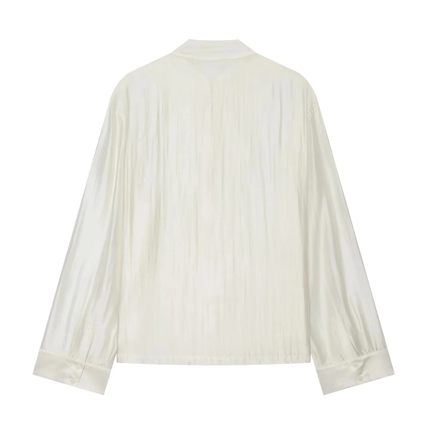 KONDALA Lässige Chic Damenbluse, einfarbig, O-Ausschnitt, einreihig, Langarm, mit Taschen, lockeres Hemd, Mode 2026 Sommerurlaub Bluse – Detail 8