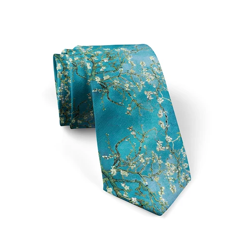 Imagen 2 del producto Nueva corbata con pintura al óleo impresa en 3d, corbata de negocios divertida a la moda para hombre, accesorios para camisa de fiesta de boda, girasol estrellado de Van Gogh