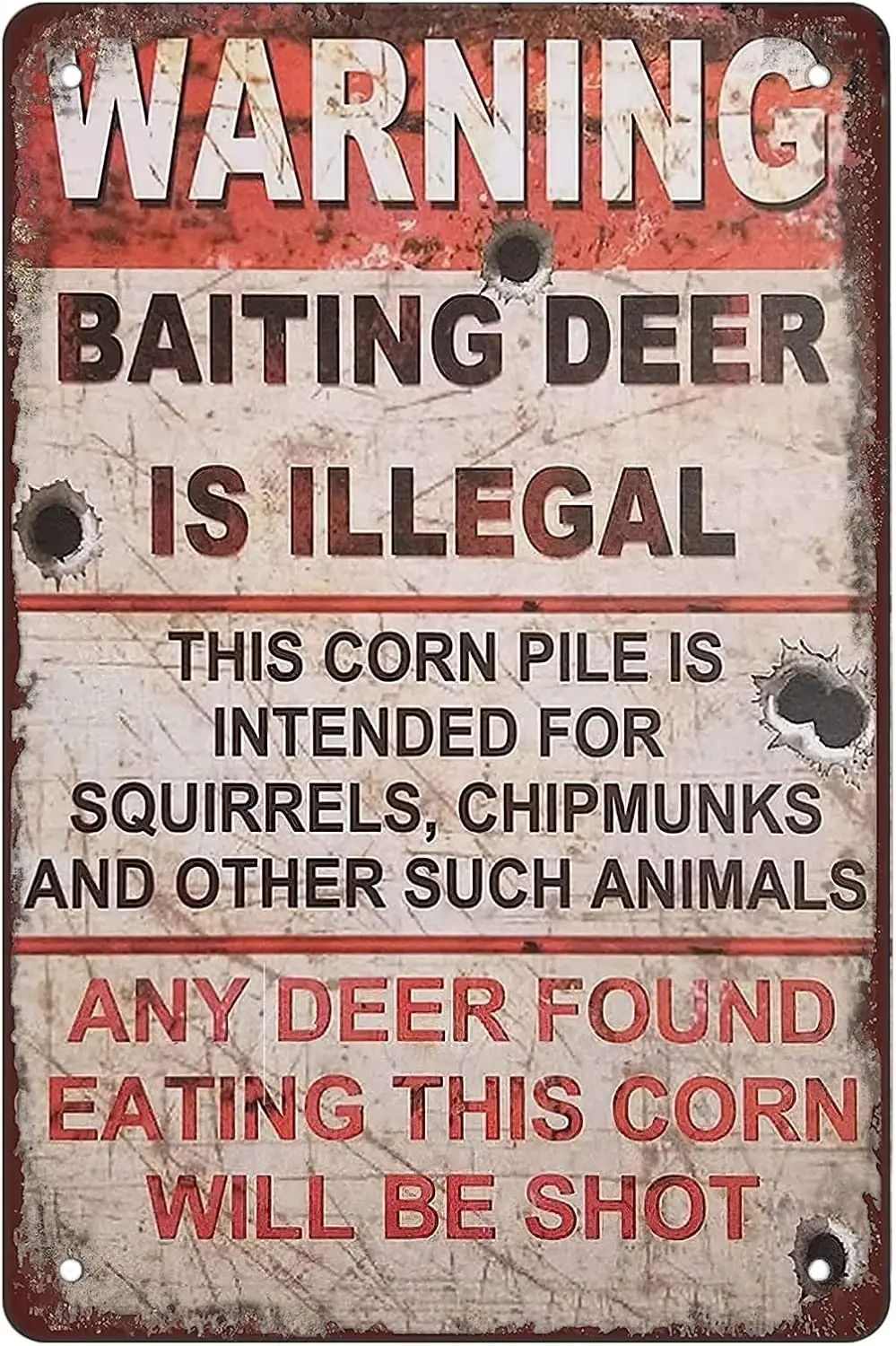 Retro Funny Metal Sign Sheet Signs Tin Sign,Warning baiting Deer is Illegal Outdoor Home Wall Decoration,Size:8x12