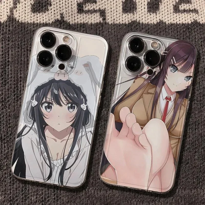 Japan Anime Niedliche Sakurajima Mai Mädchen Klare Weiche Hülle für iPhone 11 12 13 14 15 16 17 Pro Max Plus Air 17ProMax Jade Feet Cover