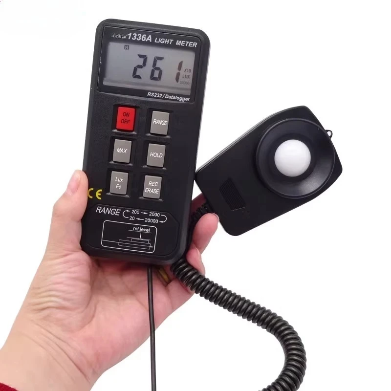 

TES1336A digital illuminometer, luminance meter, photometer, light meter with storage record