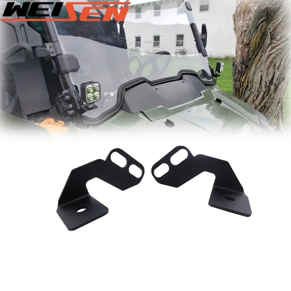 WEISEN For Honda Pioneer 700 1000 2010-2024 Front Pillar Roll Cage LED Light Mounting Brackets Heavy-duty Steel UTV Accessories