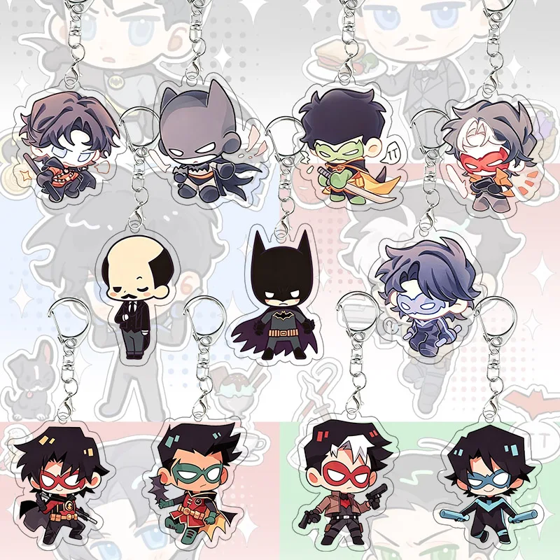 BatmanFamily Acryl-Schlüsselanhänger Kawaii Jason Todd Nightwing Exquisite Dekoration Accessoires Studenten-Schlüsselanhänger Rucksack-Anhänger Geschenk
