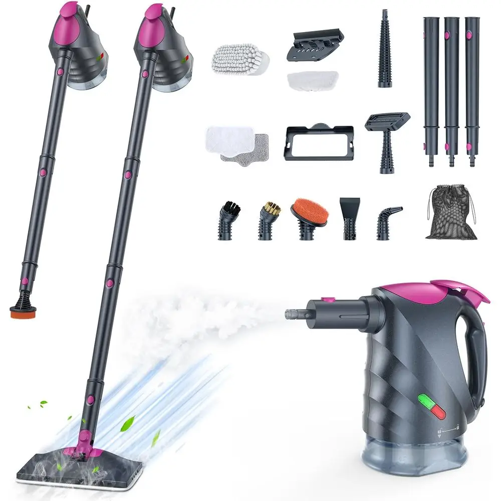 

10-in-1 Steam Cleaner, Steam Mop & Detachable Handheld Steam Cleaner, 320ml Water Tank, 10s Fast Heating, Portable Steamer for K