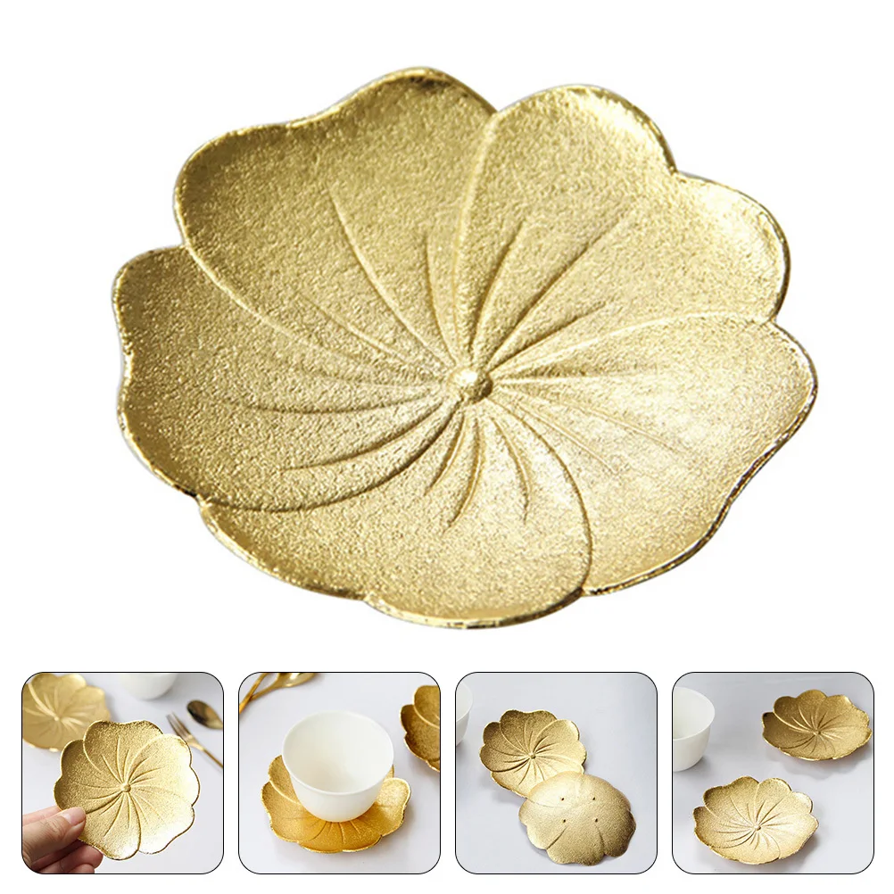 

Copper Alloy Lotus Leaf Teacup Coaster Heat Resistant Anti Slip Table Centerpieces for Home Party Bar Decoration