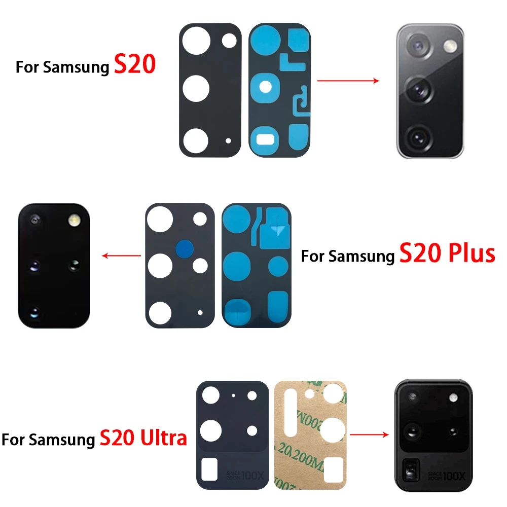 2Pcs，NEW Rear Back Camera Glass Lens Cover With Adhesive Sticker For Samsung S23 Plus S22 S20 Ultra 20 Fe S20 Pro S24 S23 Fe 5G