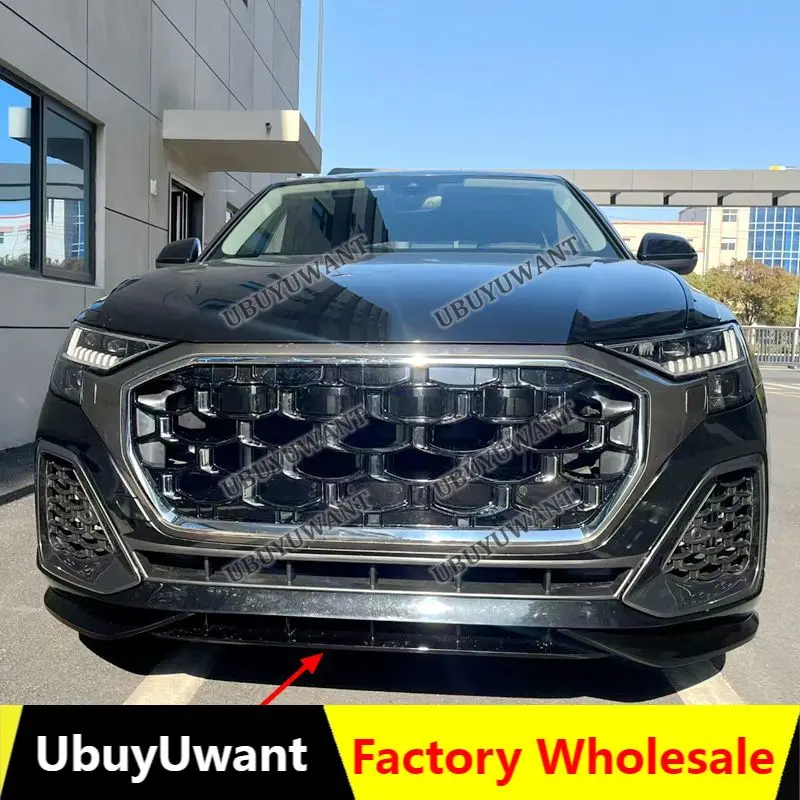 For Audi Q8 S-Line (Not For Standard) 2025 2026 Car Front Spoiler Stable Car Front Bumper Lip Anti Scratch Decorative Kit