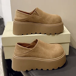 New Fashion Loafers for Women British Style Leather Shoes Thick Sole Schoolgirls Shoes Korean Fashion Zapatillas Mujer 7CM