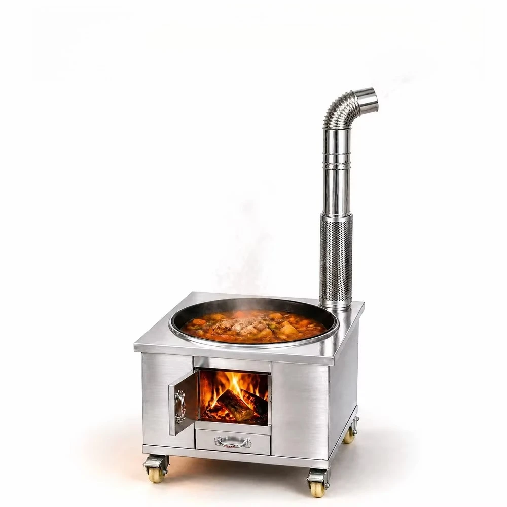 jf-Lightweight Stainless Steel Foldable Firewood Cooking Stove Portable Camping Wood Burning Car Trunk RV for Outdoor Picnic