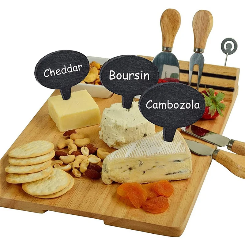 

NEW-Cheese Markers For Charcuterie Board, Set Of 54PCS Slate Cheese Labels Sign, Cheese Markers Set, Cheese Name