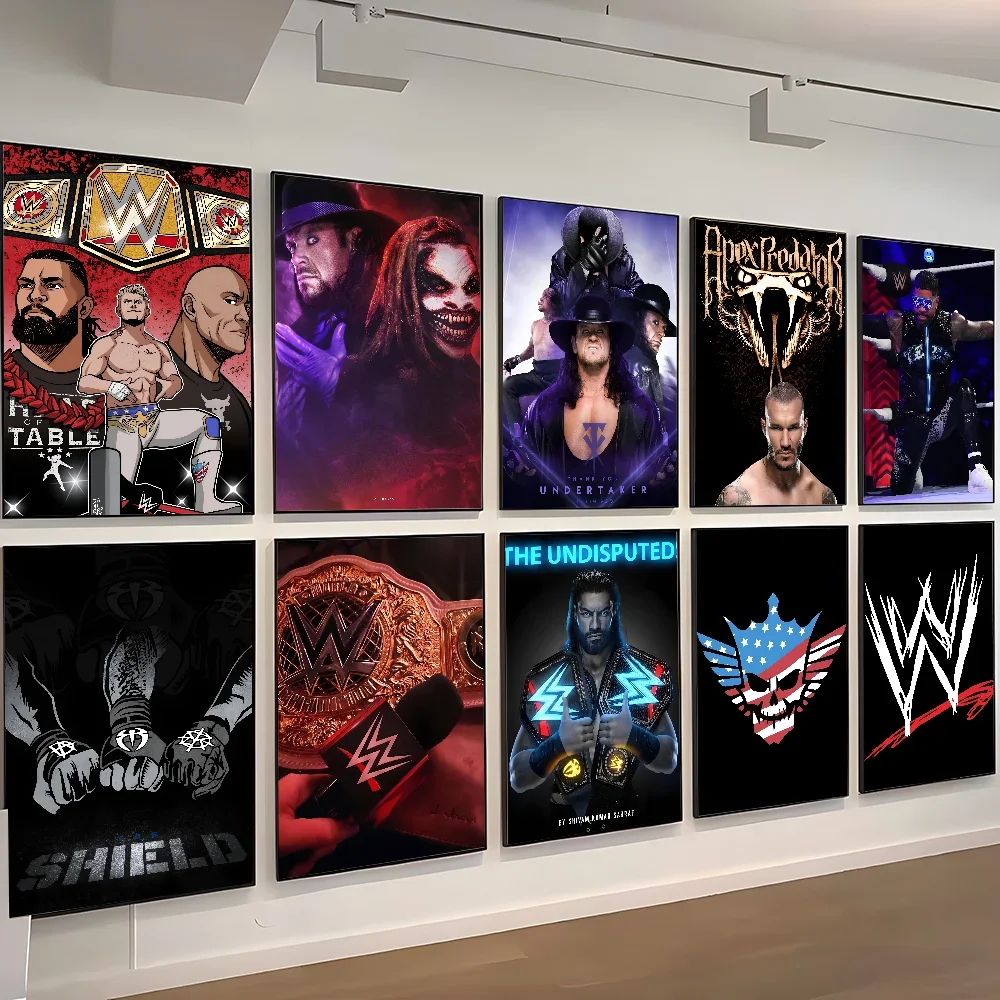 Póster de lucha libre W-Wwe, arte autoadhesivo, pegatina de papel impermeable, decoración de pared de habitación, cafetería, Bar, 1 ud.