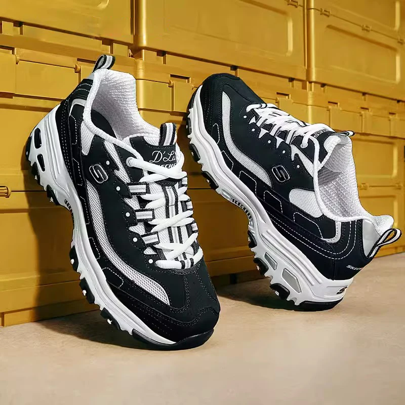 Skechers Women's sneakers Fashion Casual shoes Retro shock-absorbing and heightening walking shoes