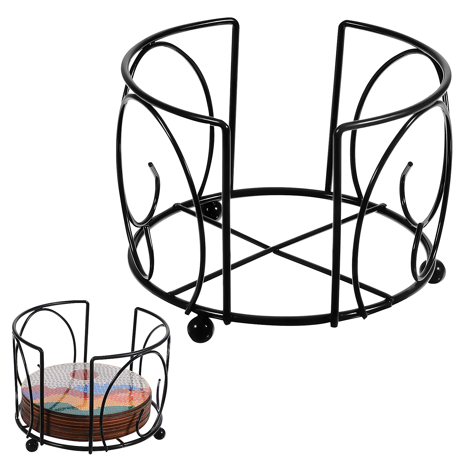 Iron Frame Coasters Display Stand Drink Holder Round Table Without Drinking Storage Rack