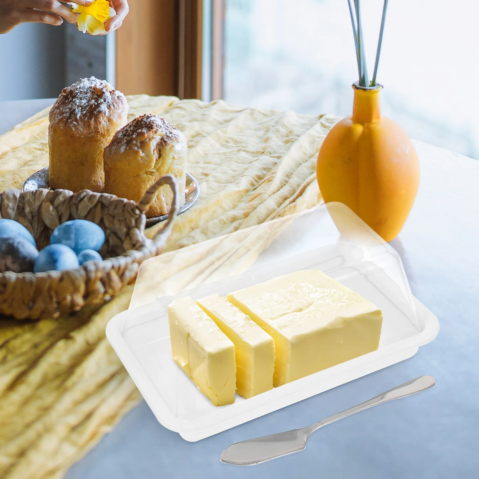 

Butter Box Crisper Food Storage Container As Dish for Refrigerator with Lid Countertop