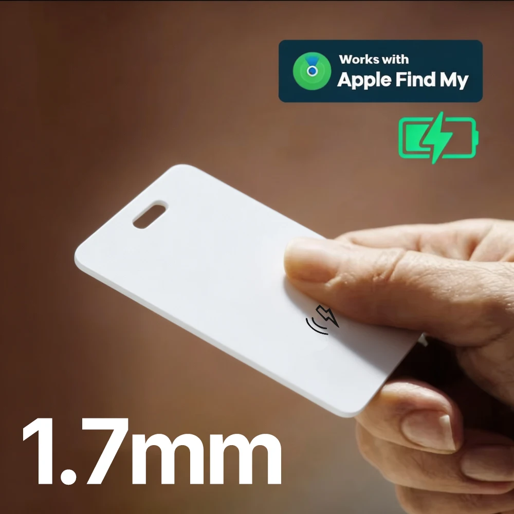 Ultra-thin Wallet Finder Card Wireless Charging Bluetooth Tracker Anti Lost Locator Device Works With Find My Network (iOS Only)