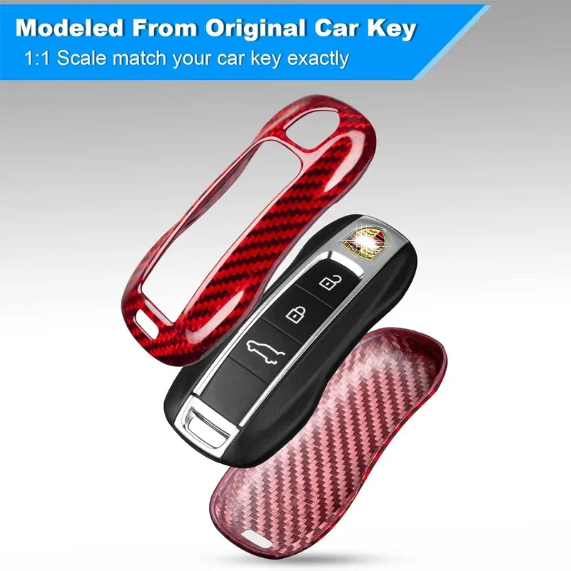 คาร์บอนไฟเบอร์ Key Fob สําหรับ 2018-2023 Porsche 911 Carrera Panamera Taycan Cayenne 918, Porsche Smart Key