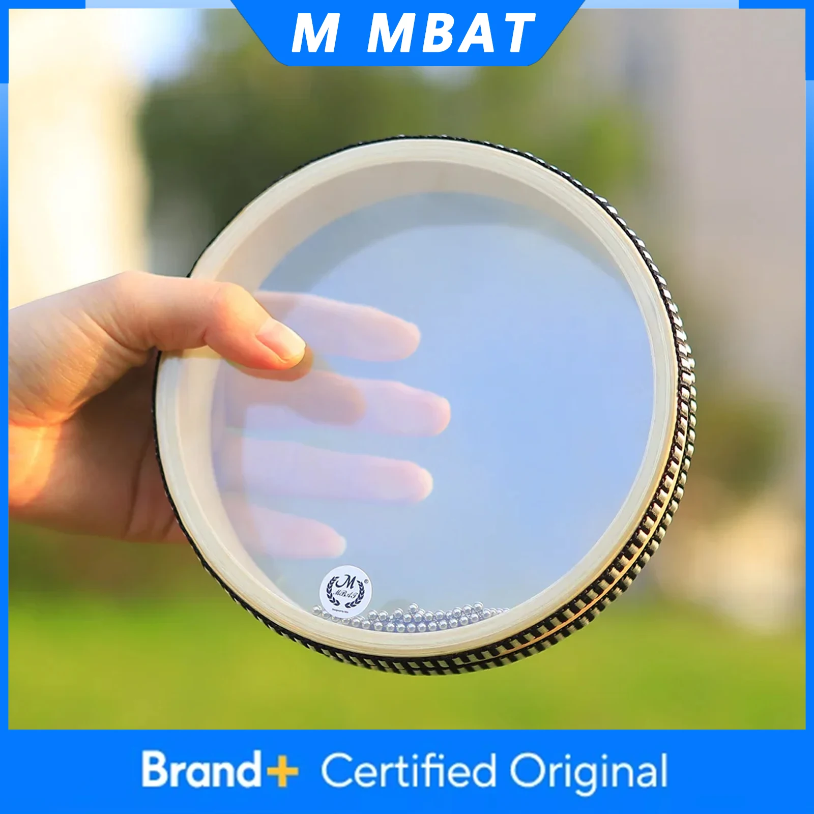 M MBAT Tambor de mano de 6 pulgadas con cuentas transparentes de ondas oceánicas, tambor de mano para niños, tambor musical de madera maciza, instrumento de percusión Orff