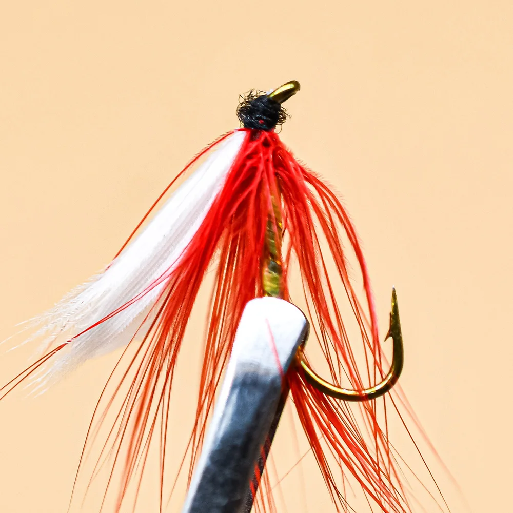 Topranc Red White Winged Fishing Flies Artificial Insect Binding Fly Hook Dry Flies Fish Lures for Trout/Bass/Perch Lure