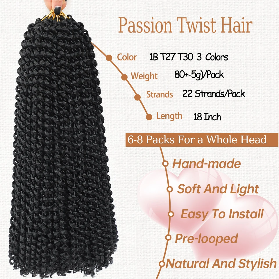 18 Inch Passion Twist Hair Water Wave Crochet Braids For Passion Twist Synthetic Hair Goddess Locs Bohemian Curl Hair Extensions