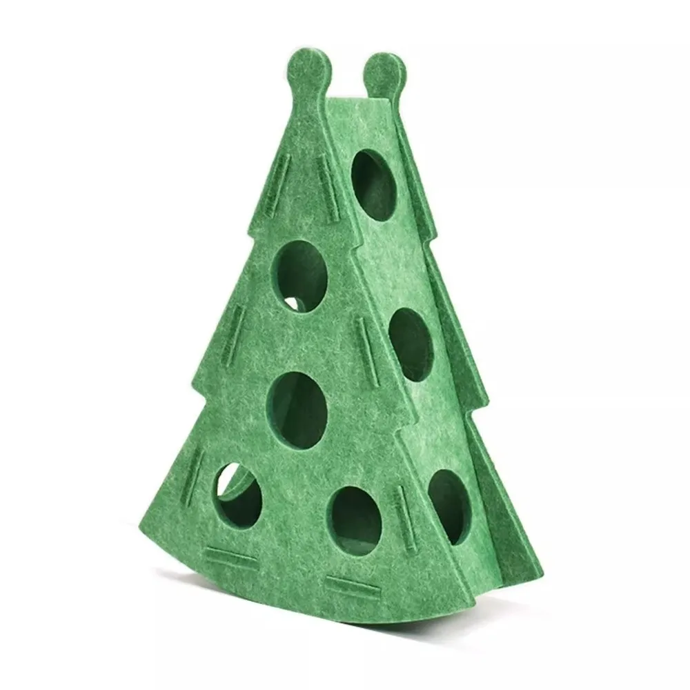 

Christmas Tree Shape Cat Scratching Posts with Ball Felt Cat Exercise Toy DIY Compact Size Cat Puzzle Box