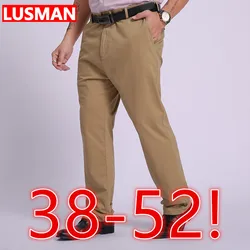 Pantalones de traje de gran tamaño para hombre, pantalones de negocios, pantalones largos, elásticos, rectos, sueltos, pantalones de trabajo, pantalones de vestir, 38-52