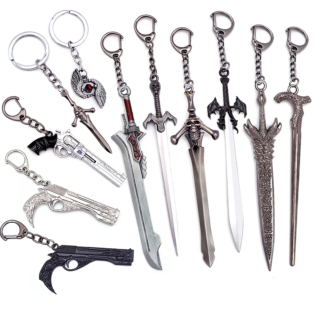 Műkődés DMC keychain dante Kard Lázadás Ébredés Kulcskarika Nero Vörös biliárdgolyó Királyné keychains Forgópisztoly Ébenfa & Fehérítőszer Elefántcsontszínű autó kulcs Porond