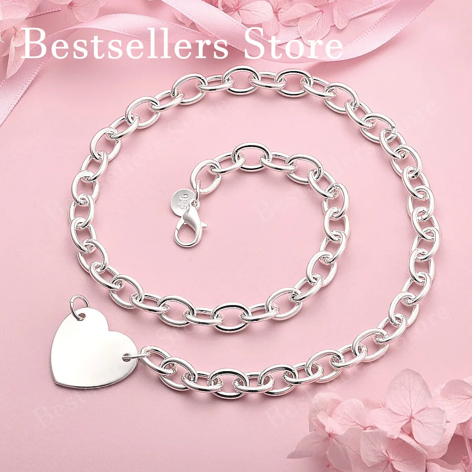 

925 Sterling Silver Exquisite Shiny Love Pendant Necklace Women Fashion Party Wedding Gift Jewelry