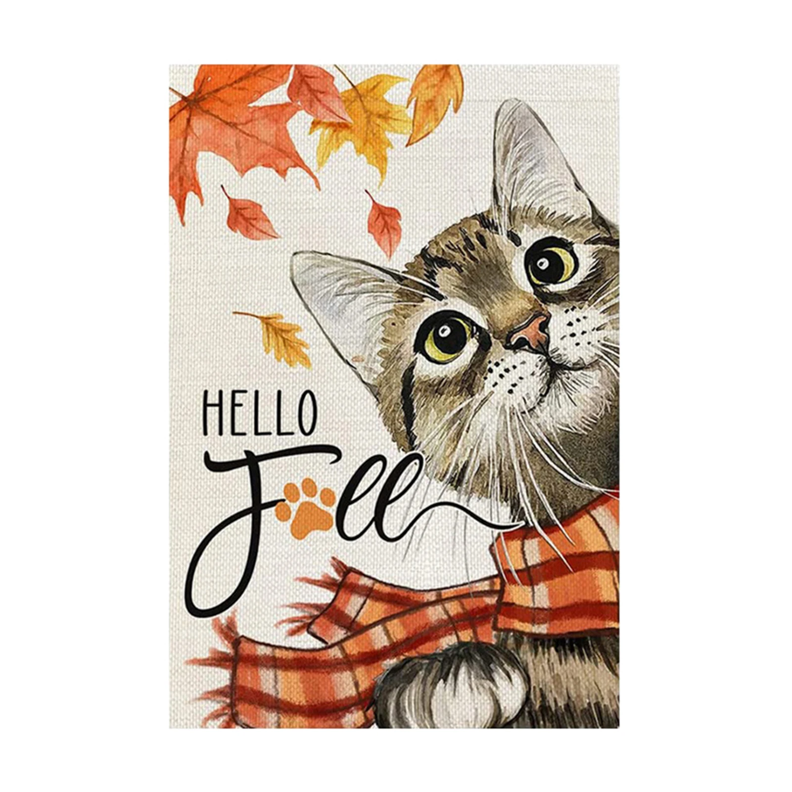 Thanksgiving Cat Pattern Garden Flags Yard Decoration Flag Holiday Flag Outdoor Banner Holiday Halloween Christmas Decor 30x45cm